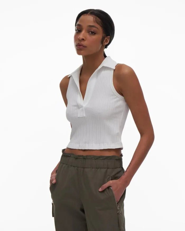 Women Cropped Polo White Helmut Lang Tops