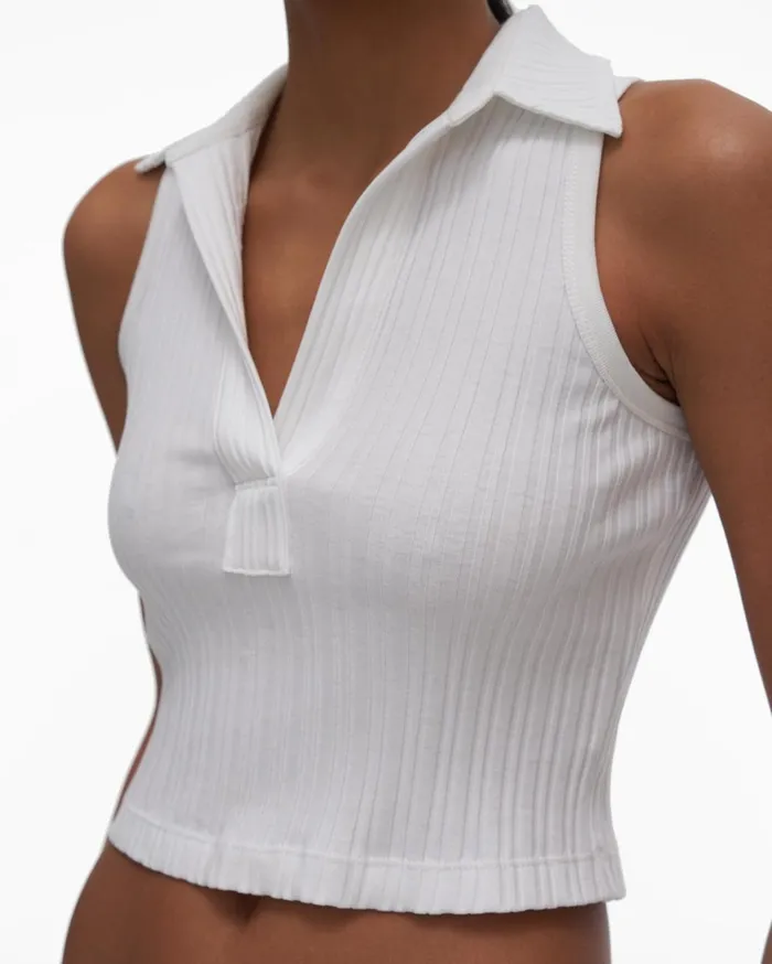 Women Cropped Polo White Helmut Lang Tops