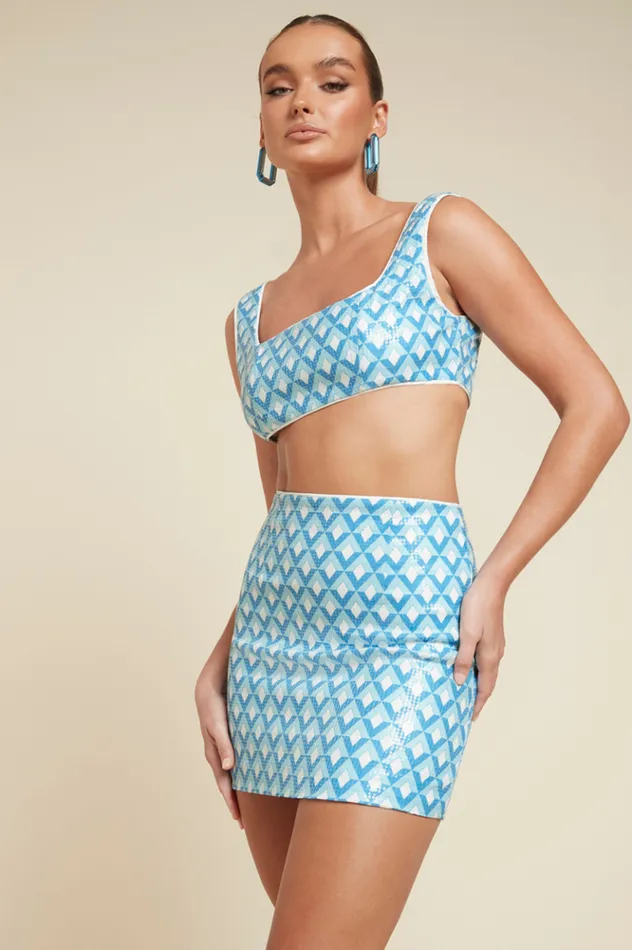 Women Crops Runaway The Label CARLA CROP Sky Geo Print Women Crops Runaway The Label CARLA CROP Sky Geo Print