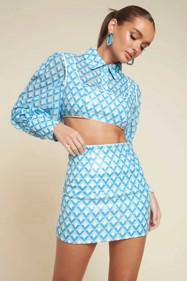 Women Crops Runaway The Label CARLA CROP Sky Geo Print Women Crops Runaway The Label CARLA CROP Sky Geo Print