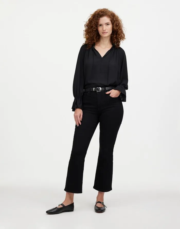 Women Curvy Kick Out Crop Jean Black Rinse Wash Madewell Jeans