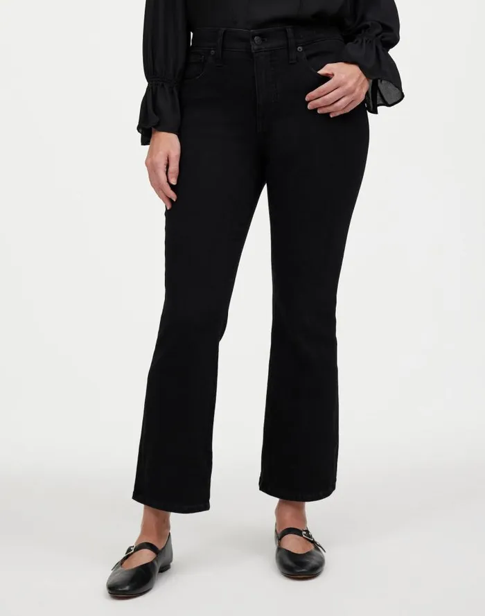 Women Curvy Kick Out Crop Jean Black Rinse Wash Madewell Jeans