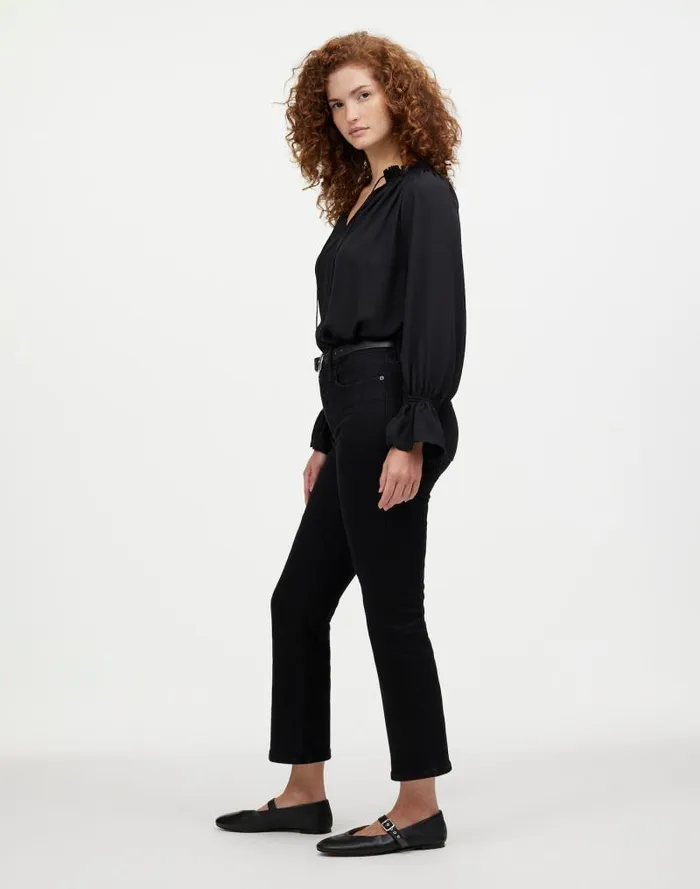 Women Curvy Kick Out Crop Jean Black Rinse Wash Madewell Jeans