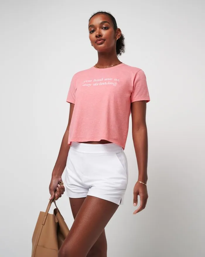 Women DANCING LIGHT GRAPHIC TEE Heather Shell Pink TravisMathew Tees