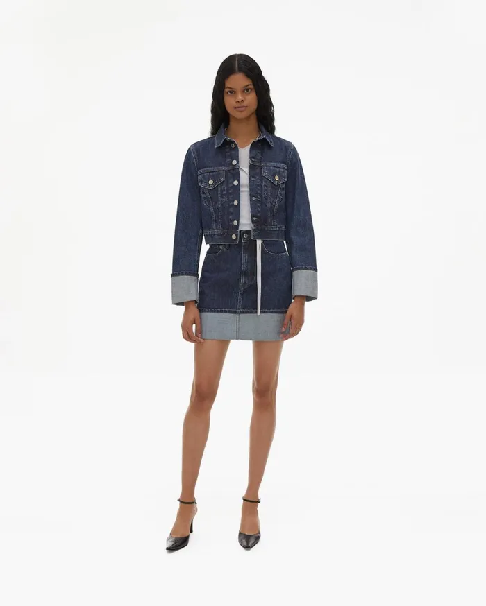 Women Dark Femme Hi Mini Skirt Dark Stone Wash Helmut Lang Jeans
