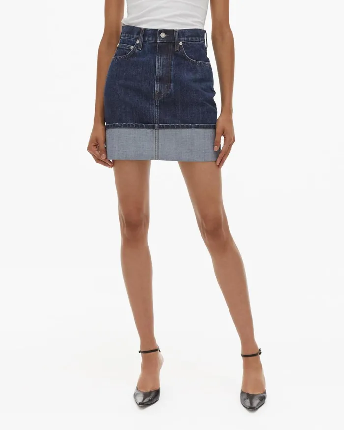 Women Dark Femme Hi Mini Skirt Dark Stone Wash Helmut Lang Jeans