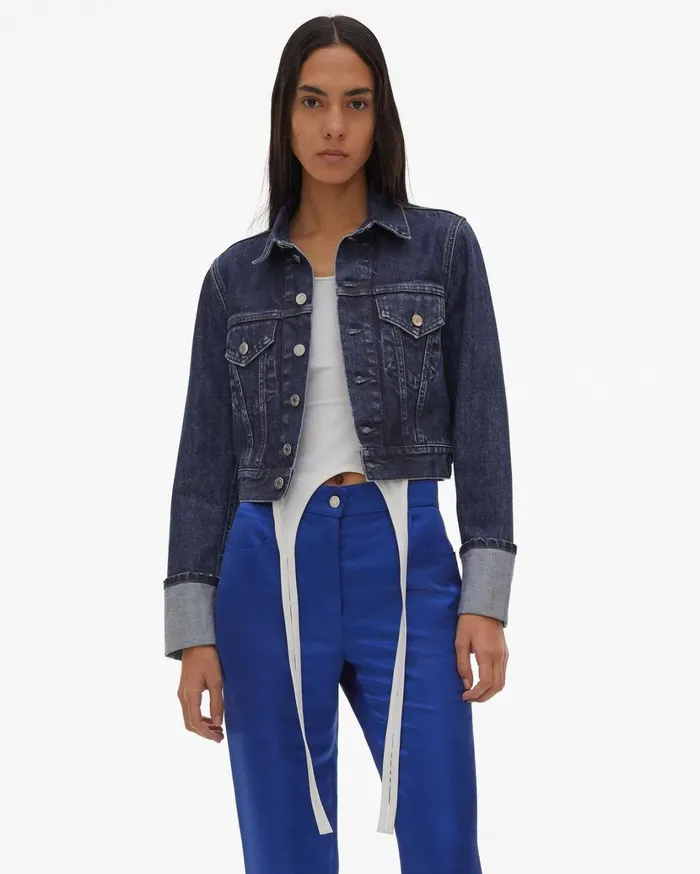Women Dark Stone Fem Little Trucker Jacket Dark Stone Wash Helmut Lang Jackets