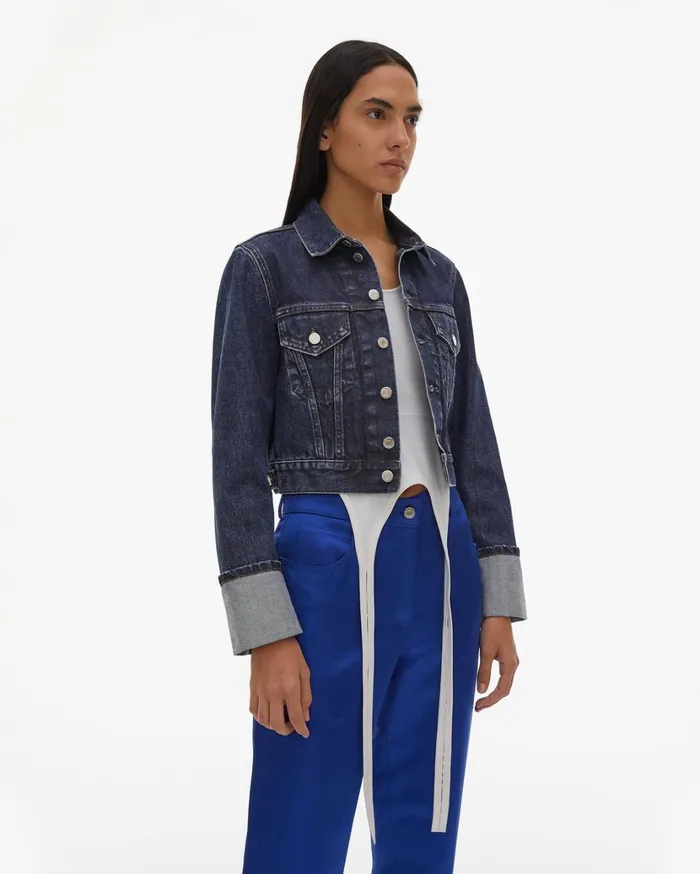 Women Dark Stone Fem Little Trucker Jacket Dark Stone Wash Helmut Lang Jackets