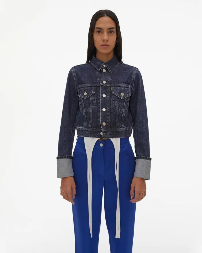 Women Dark Stone Fem Little Trucker Jacket Dark Stone Wash Helmut Lang Jackets