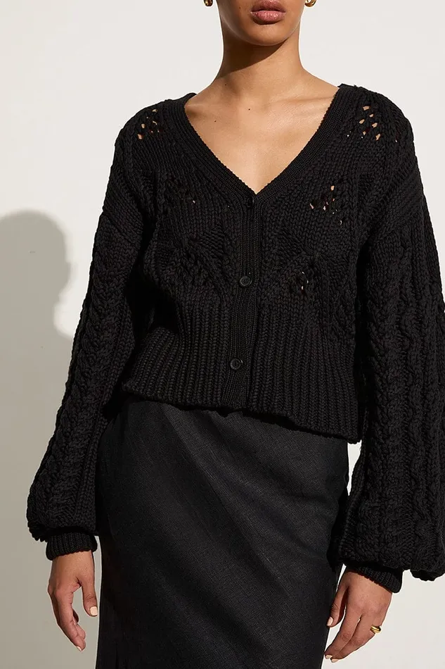 Women Dayana Cardigan Black 8211 Final Sale Faithfull The Brand Tops Women Dayana Cardigan Black 8211 Final Sale Faithfull The Brand Tops