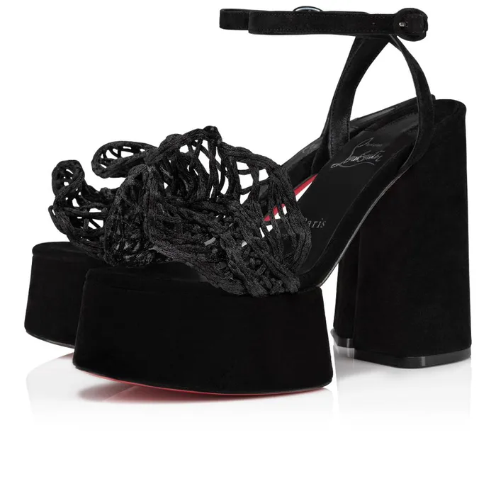 Women Deia Frou Alta 130 Mm Platform Sandals 8211 Fabric And Veau Velours 8211 Black Black Christian Louboutin Sandals and Slides Women Deia Frou Alta 130 Mm Platform Sandals 8211 Fabric And Veau Velours 8211 Black Black Christian Louboutin Sandals and Slides