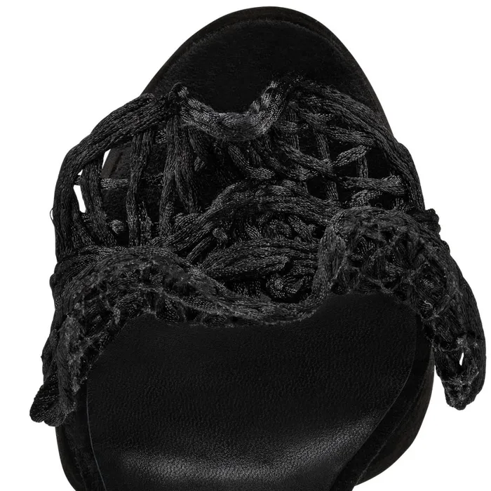 Women Deia Frou Alta 130 Mm Platform Sandals 8211 Fabric And Veau Velours 8211 Black Black Christian Louboutin Sandals and Slides