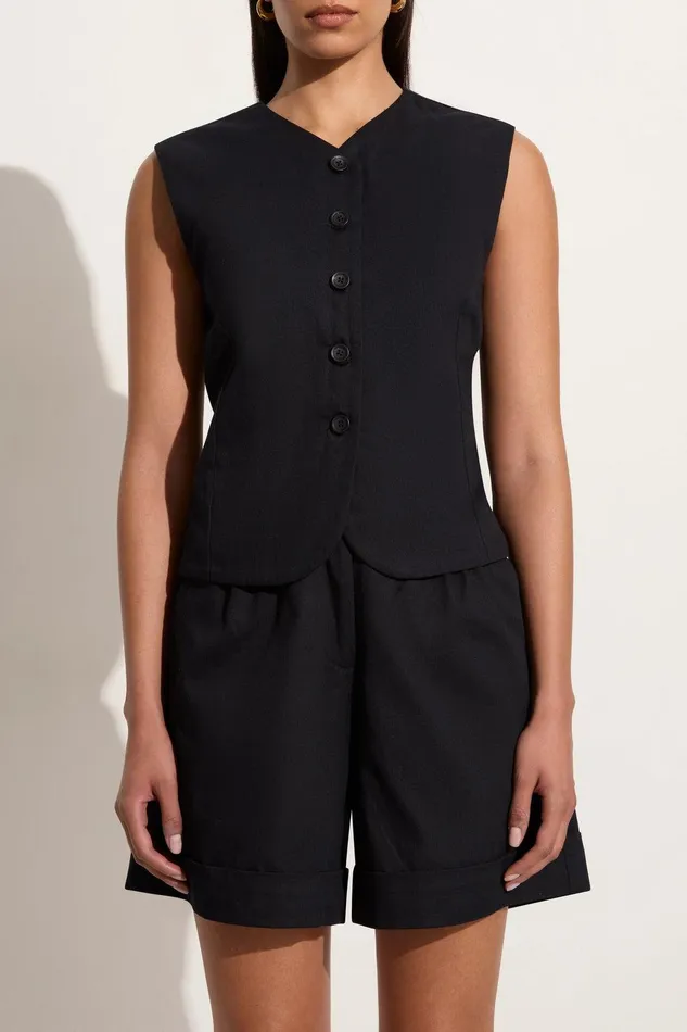 Women Delfina Vest Black Faithfull The Brand Tops