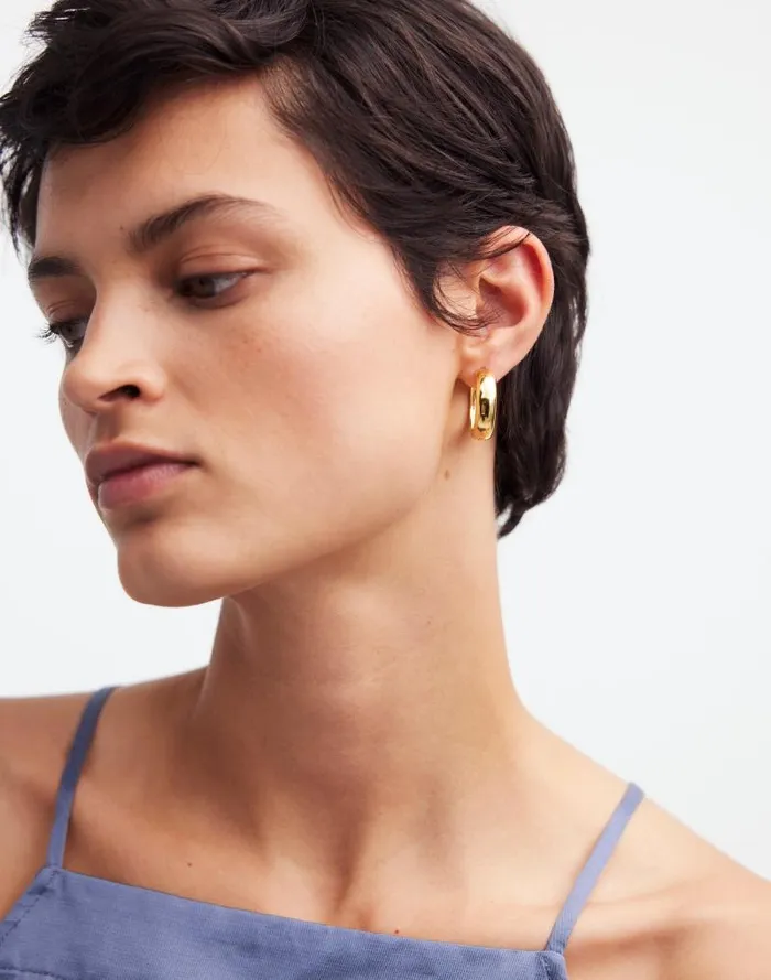 Women DemiFine Chunky Medium Hoop Earrings 14k Gold Madewell Jewelry