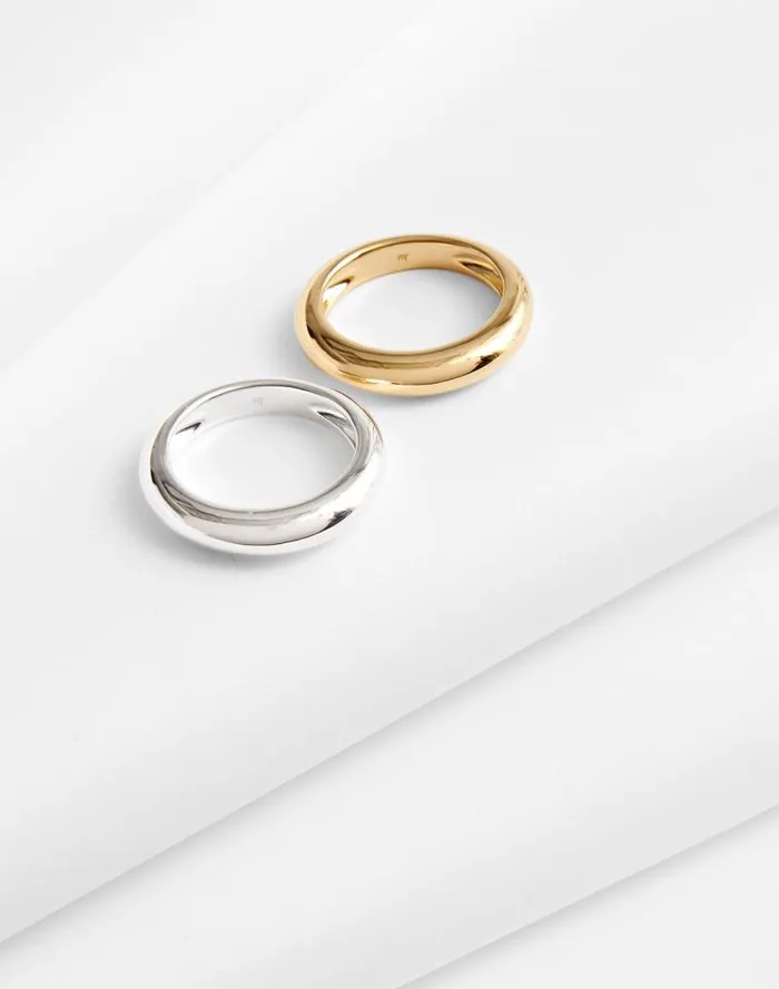 Women DemiFine MixedMetal Stacking Ring Set 14k Gold Madewell Jewelry