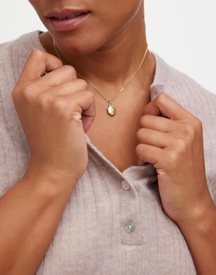 Women DemiFine Oval Locket Necklace 14k Gold Madewell Jewelry