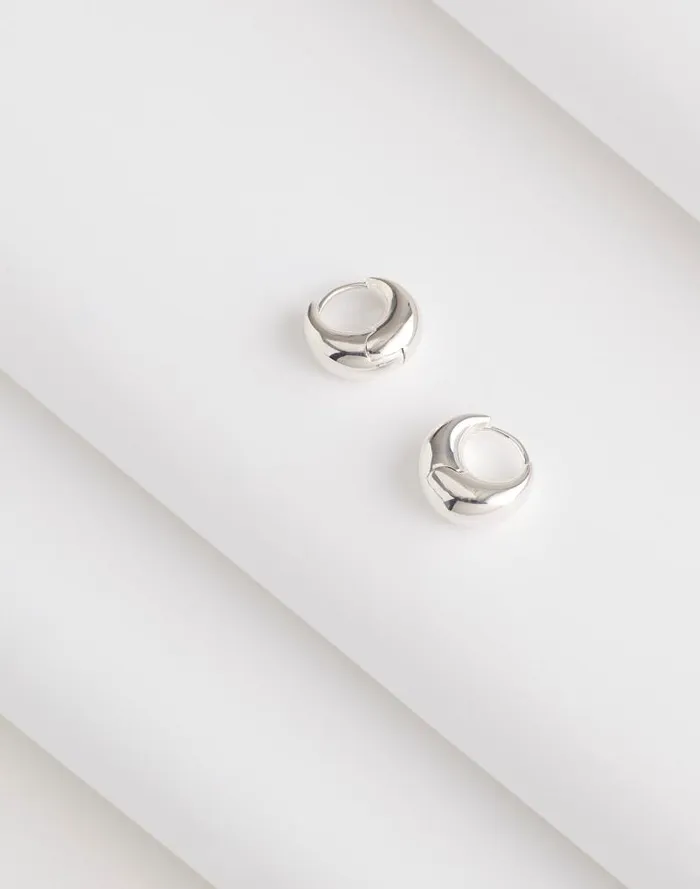 Women DemiFine Puffy Hoop Earrings Sterling Silver Madewell Jewelry
