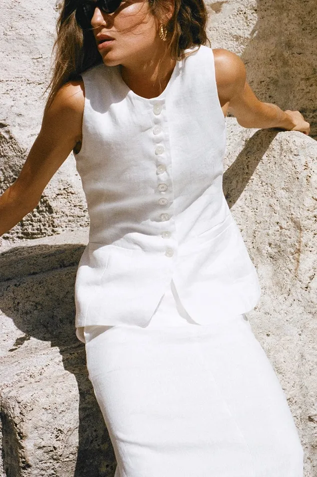 Women Domenico Vest White Faithfull The Brand Tops Women Domenico Vest White Faithfull The Brand Tops