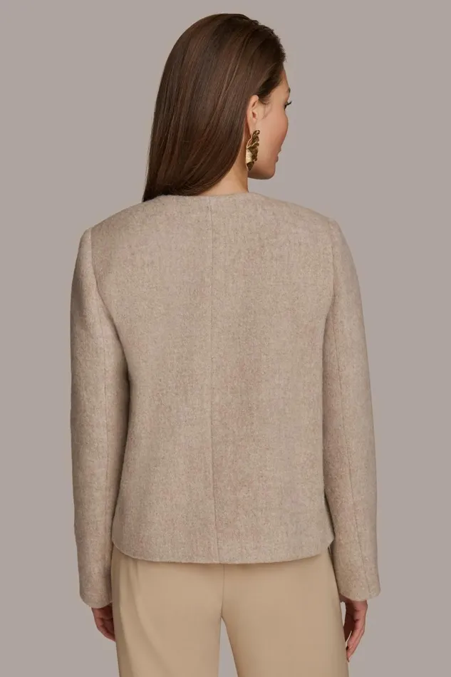 Women Donna Karan Blazers BUTTON JACKET WITH POCKETS Beige