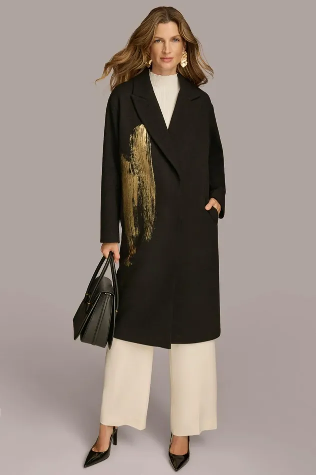 Women Donna Karan Coats And Jackets BRUSH STROKE JACKET Black