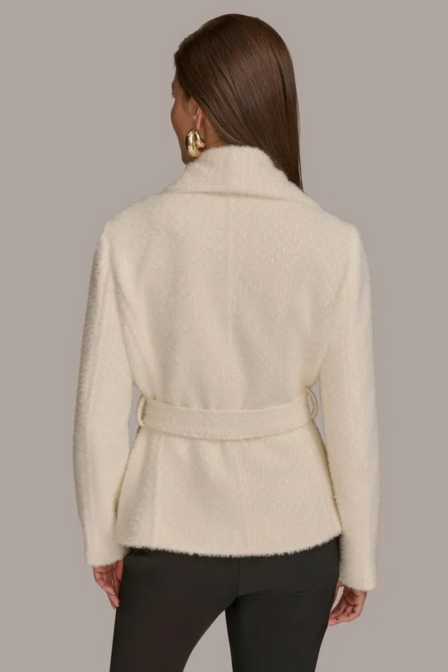 Women Donna Karan Coats And Jackets JACQUARD WRAP JACKET Ivory