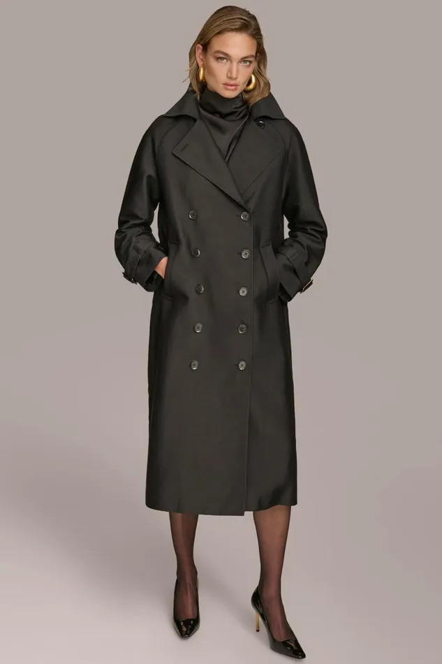 Women Donna Karan Coats And Jackets LIGHT WEIGHT TRENCH Black