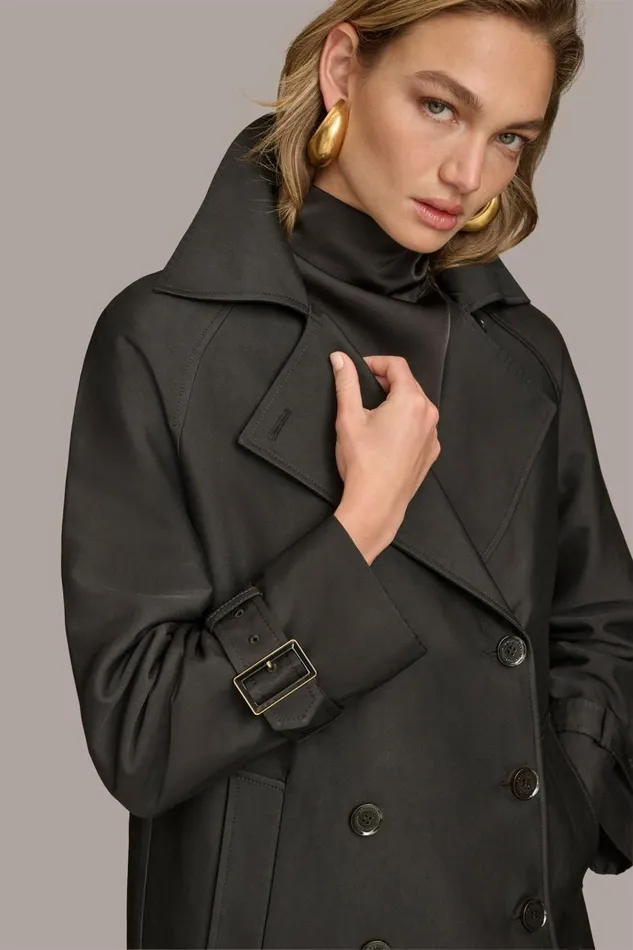 Women Donna Karan Coats And Jackets LIGHT WEIGHT TRENCH Black