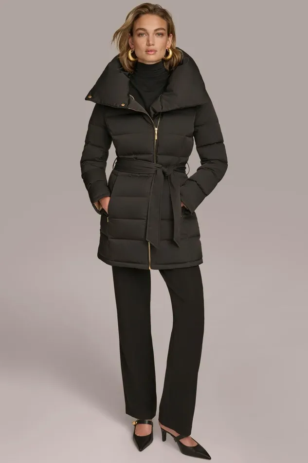 Women Donna Karan Coats And Jackets MIDI PUFFER Black
