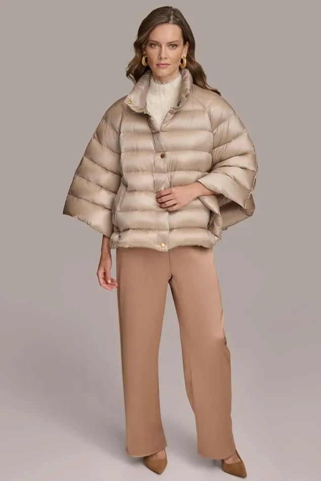 Women Donna Karan Coats And Jackets PUFFER CAPE Latte