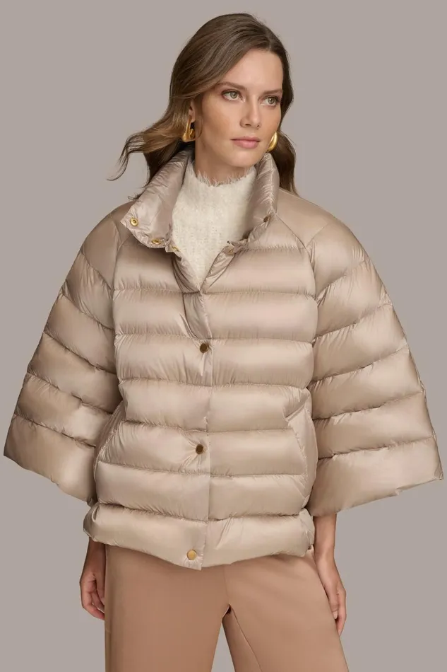 Women Donna Karan Coats And Jackets PUFFER CAPE Latte