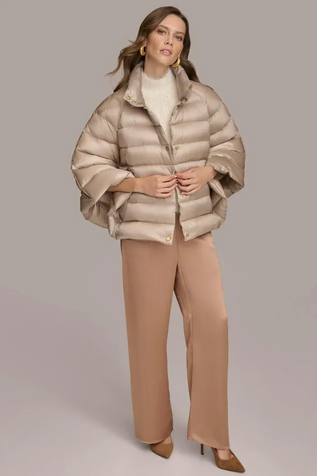 Women Donna Karan Coats And Jackets PUFFER CAPE Latte