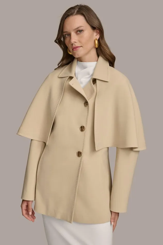 Women Donna Karan Coats And Jackets RAIN COAT Ivory