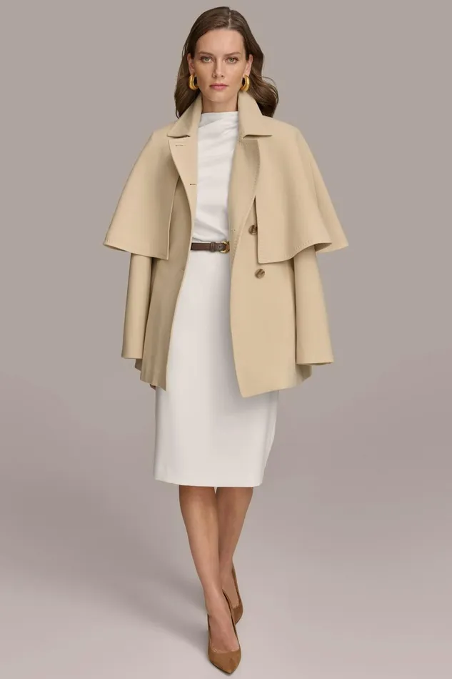 Women Donna Karan Coats And Jackets RAIN COAT Ivory