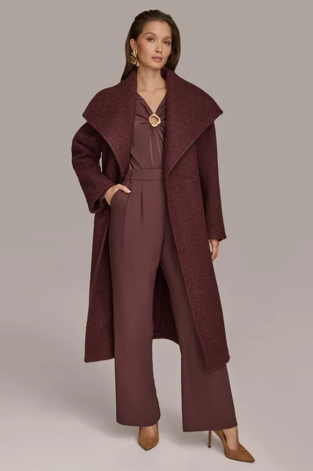 Women Donna Karan Coats And Jackets WIDE COLLAR and SELF BELT COAT Brandywine
