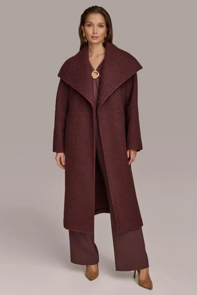 Women Donna Karan Coats And Jackets WIDE COLLAR and SELF BELT COAT Brandywine