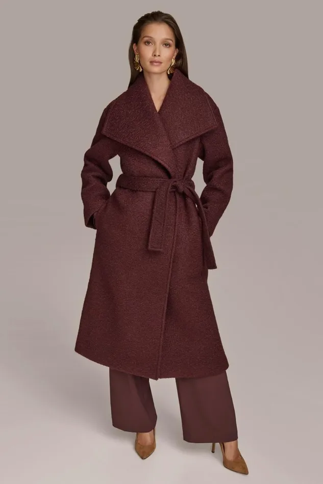 Women Donna Karan Coats And Jackets WIDE COLLAR and SELF BELT COAT Brandywine