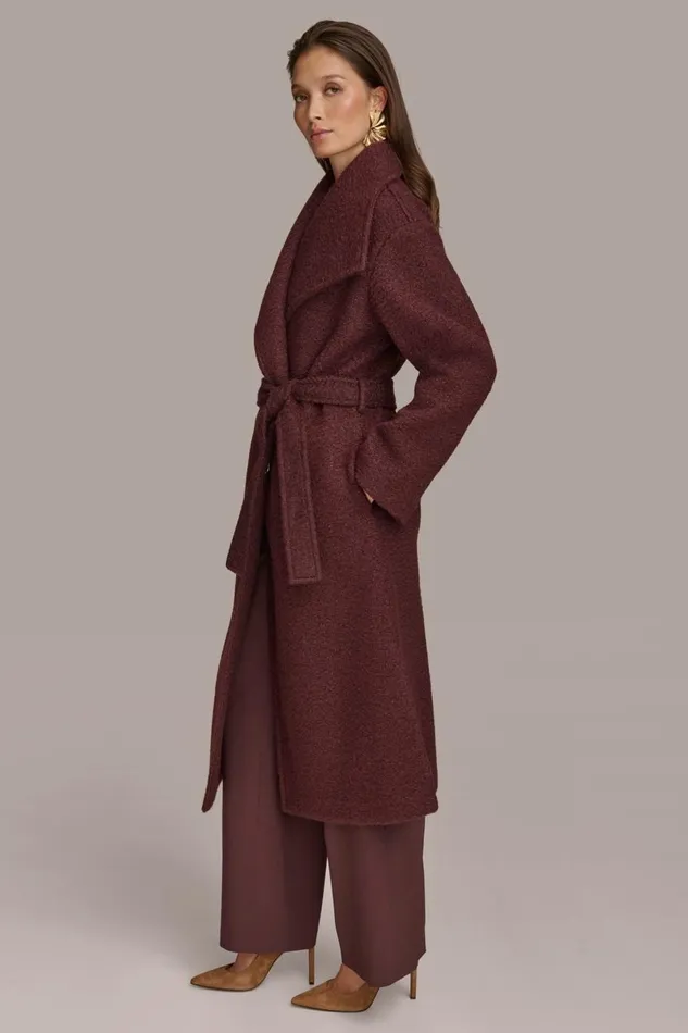 Women Donna Karan Coats And Jackets WIDE COLLAR and SELF BELT COAT Brandywine