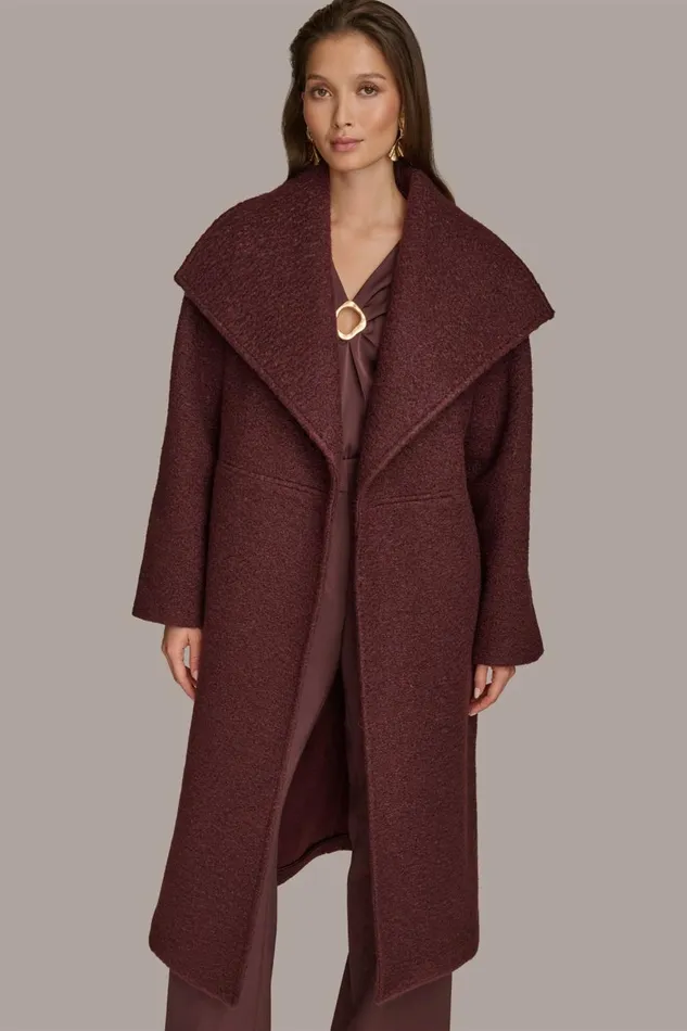 Women Donna Karan Coats And Jackets WIDE COLLAR and SELF BELT COAT Brandywine