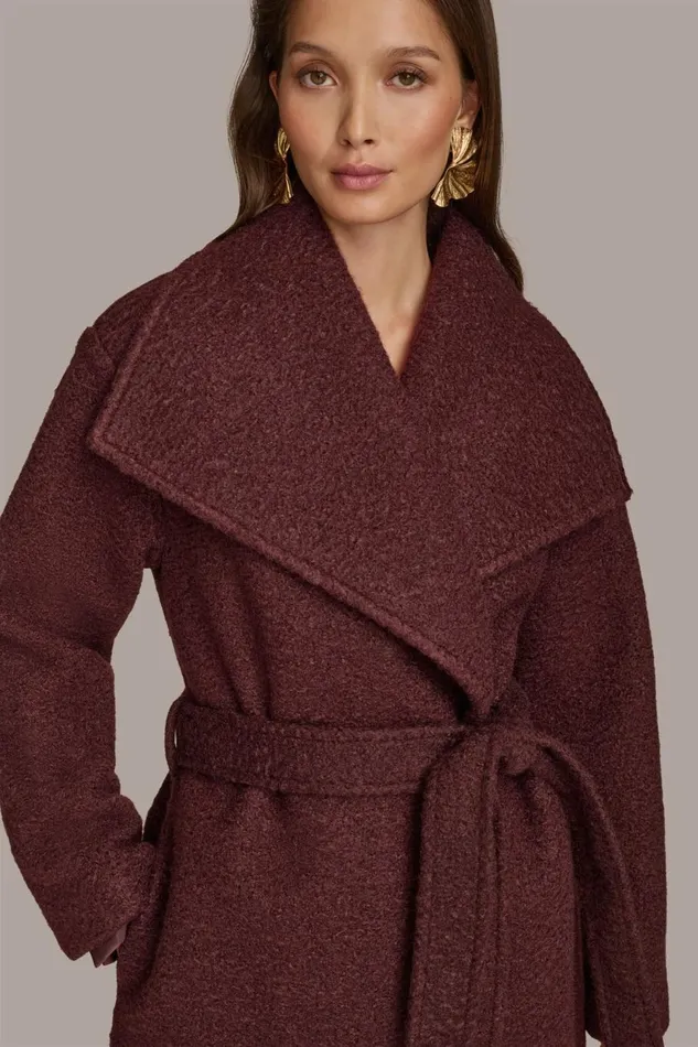 Women Donna Karan Coats And Jackets WIDE COLLAR and SELF BELT COAT Brandywine