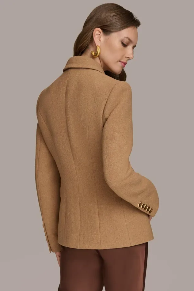 Women Donna Karan Coats And Jackets WOOL BLAZER JACKET Camel