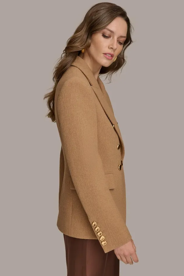 Women Donna Karan Coats And Jackets WOOL BLAZER JACKET Camel