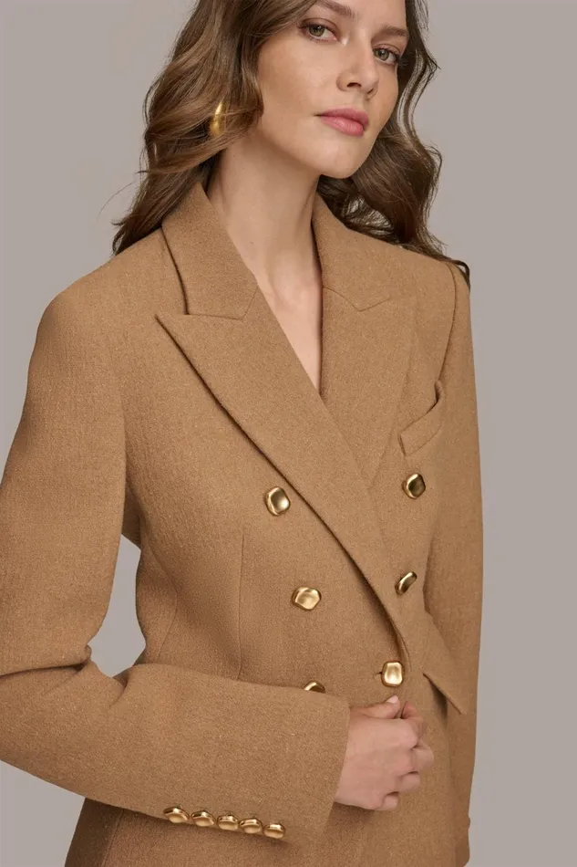 Women Donna Karan Coats And Jackets WOOL BLAZER JACKET Camel