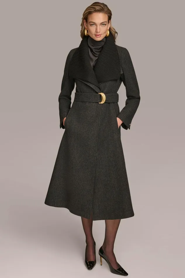 Women Donna Karan Coats And Jackets WOOL COAT Black