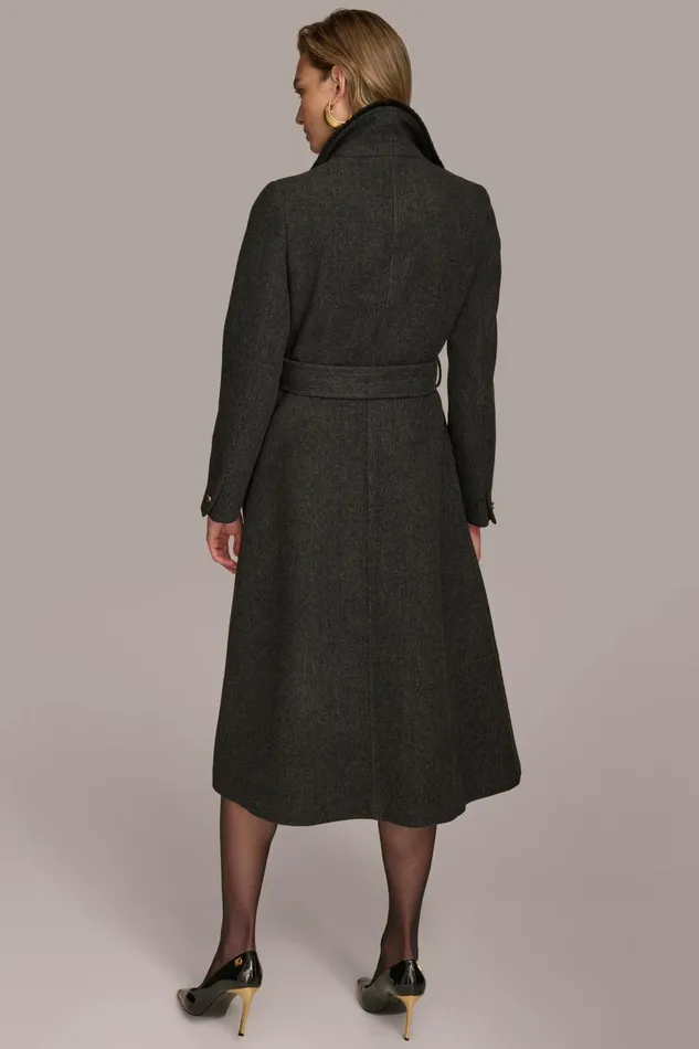 Women Donna Karan Coats And Jackets WOOL COAT Black