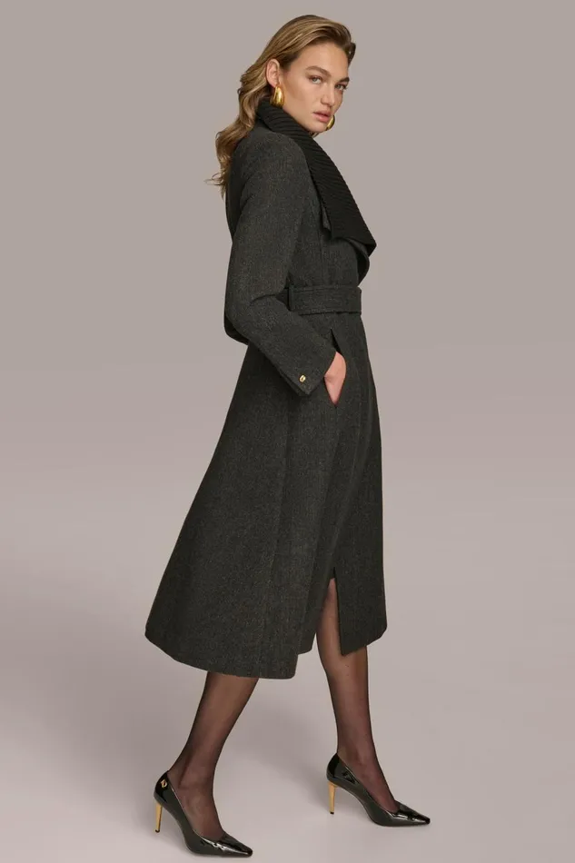 Women Donna Karan Coats And Jackets WOOL COAT Black