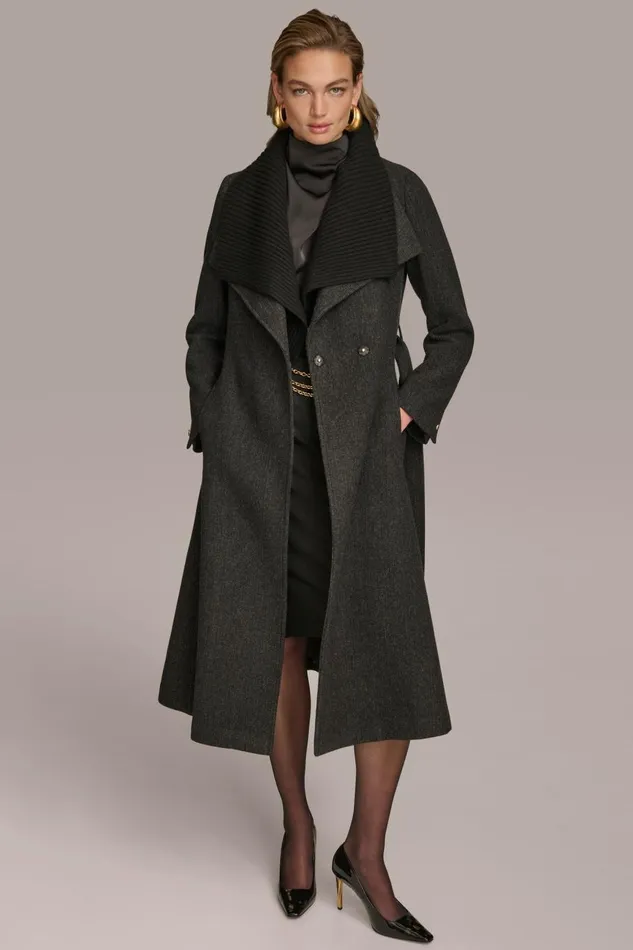Women Donna Karan Coats And Jackets WOOL COAT Black