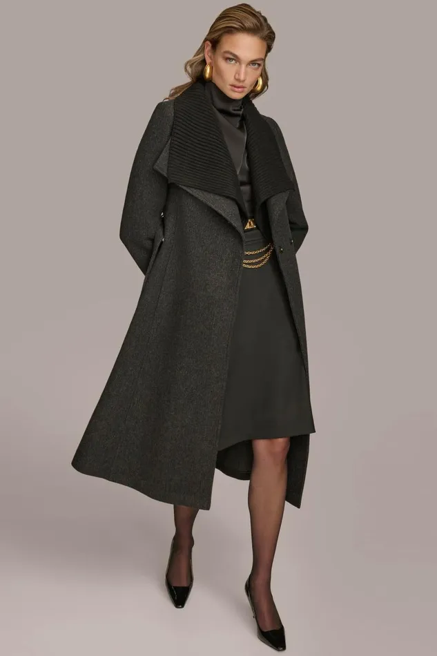 Women Donna Karan Coats And Jackets WOOL COAT Black