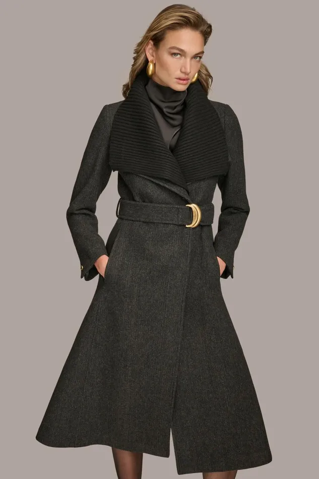 Women Donna Karan Coats And Jackets WOOL COAT Black