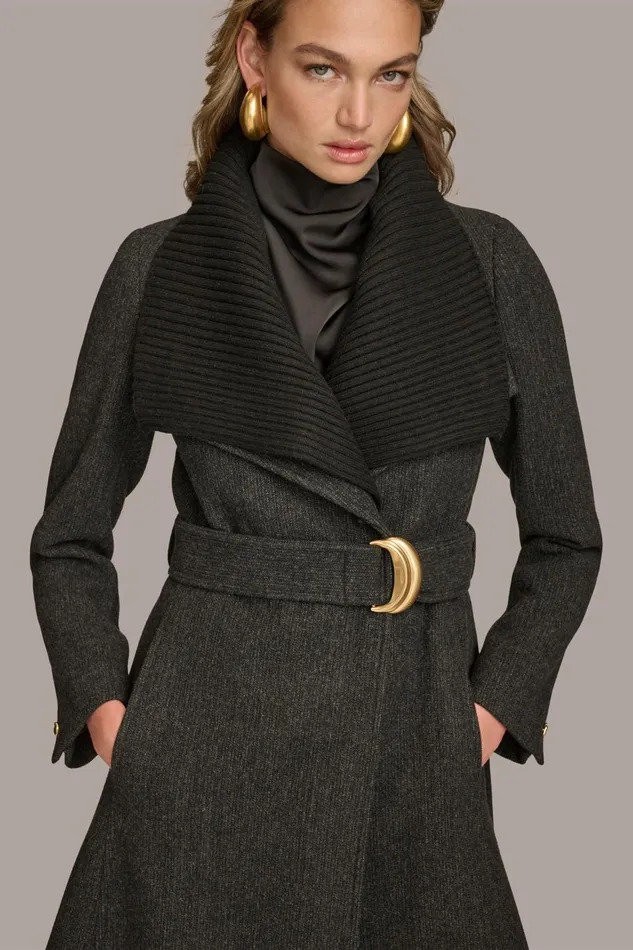Women Donna Karan Coats And Jackets WOOL COAT Black