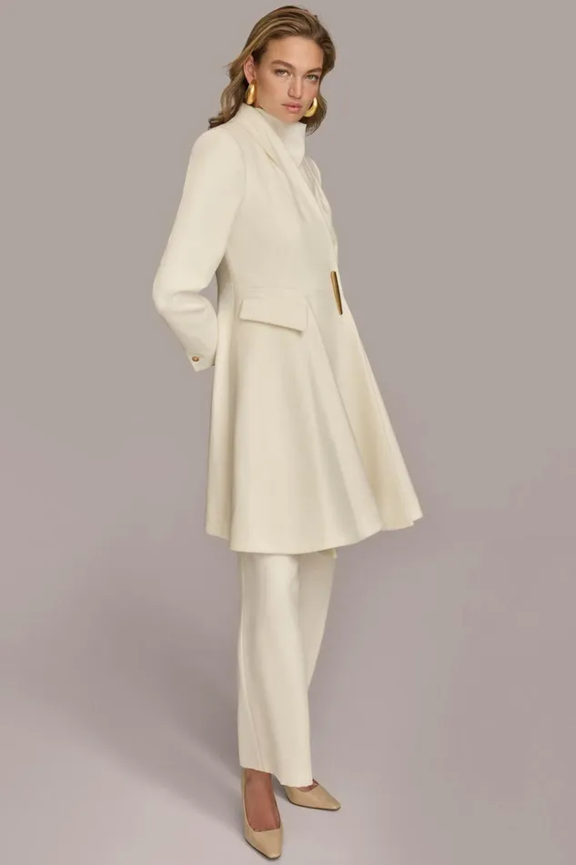 Women Donna Karan Coats And Jackets WOOL DRESS COAT Ivory